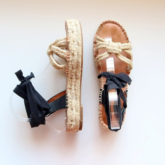 Madewell The Gwen Flat Platform Espadrille Ankle Tie Lace Up Jute Sandals 7.5 - Picture 15 of 16